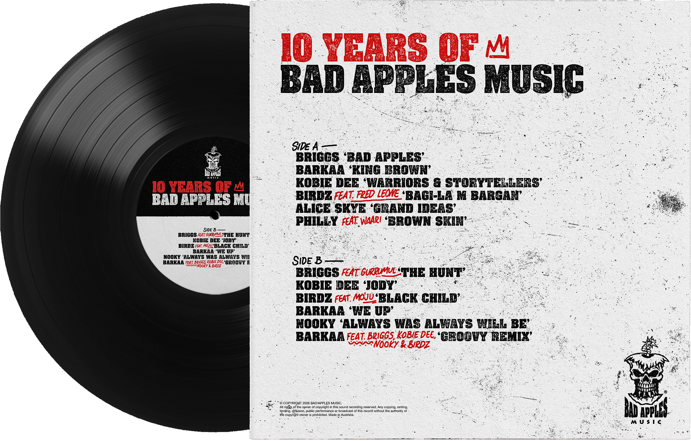 BAD APPLES - 10 YEARS OF BAD APPLES MUSIC - NEW LOGO - VINYL LP
