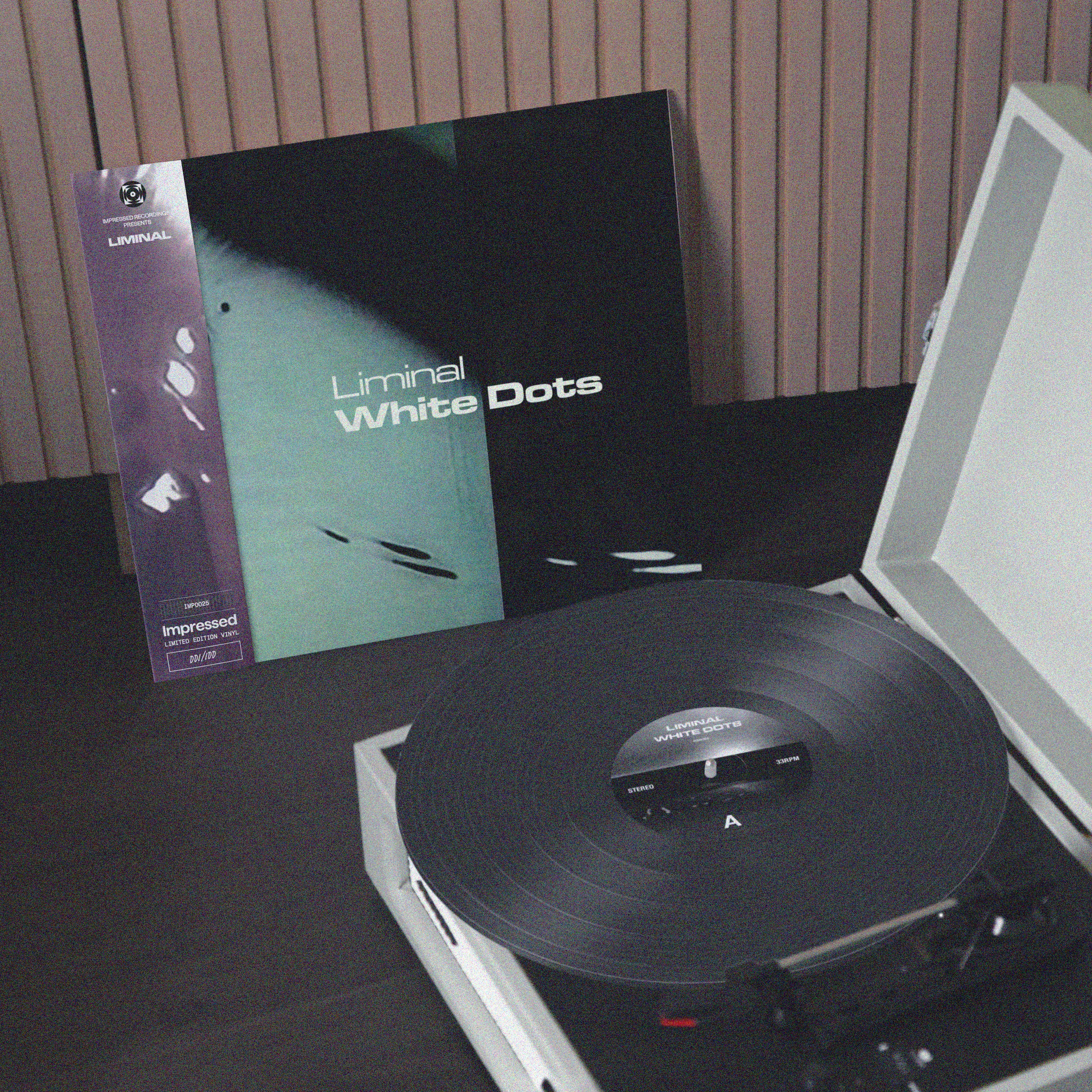 Liminal, Liminal vinyl, White Dots, White Dots vinyl, White Dots LP Vinyl, vinyl on turntable, vinyl lifestyle shot