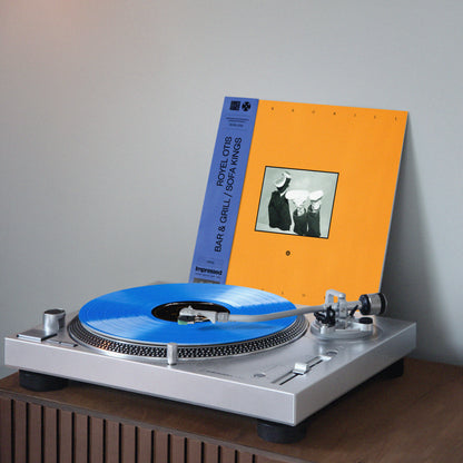 Royel Otis Bar &amp; Grill Sofa Kings EP on Limited Edition Blue  vinyl on turntable