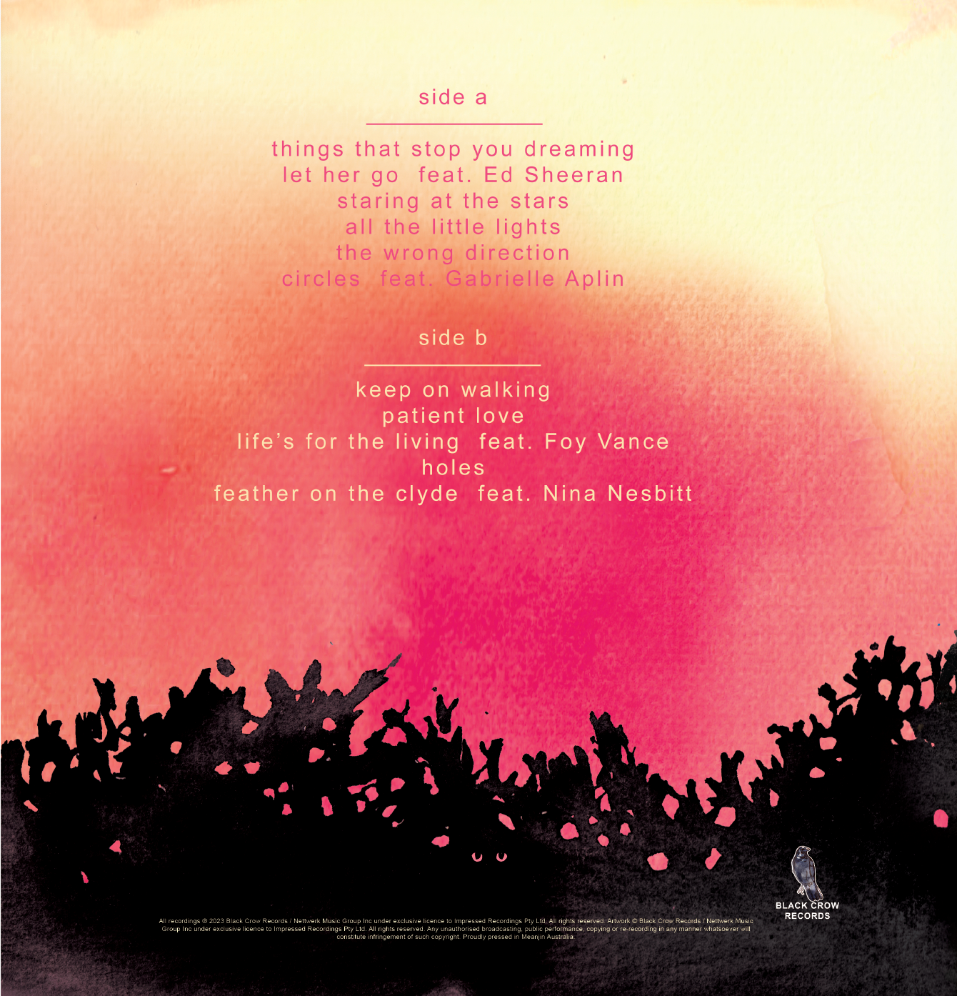 Passenger All The Little Lights Sunrise Splatter Vinyl - Back cover