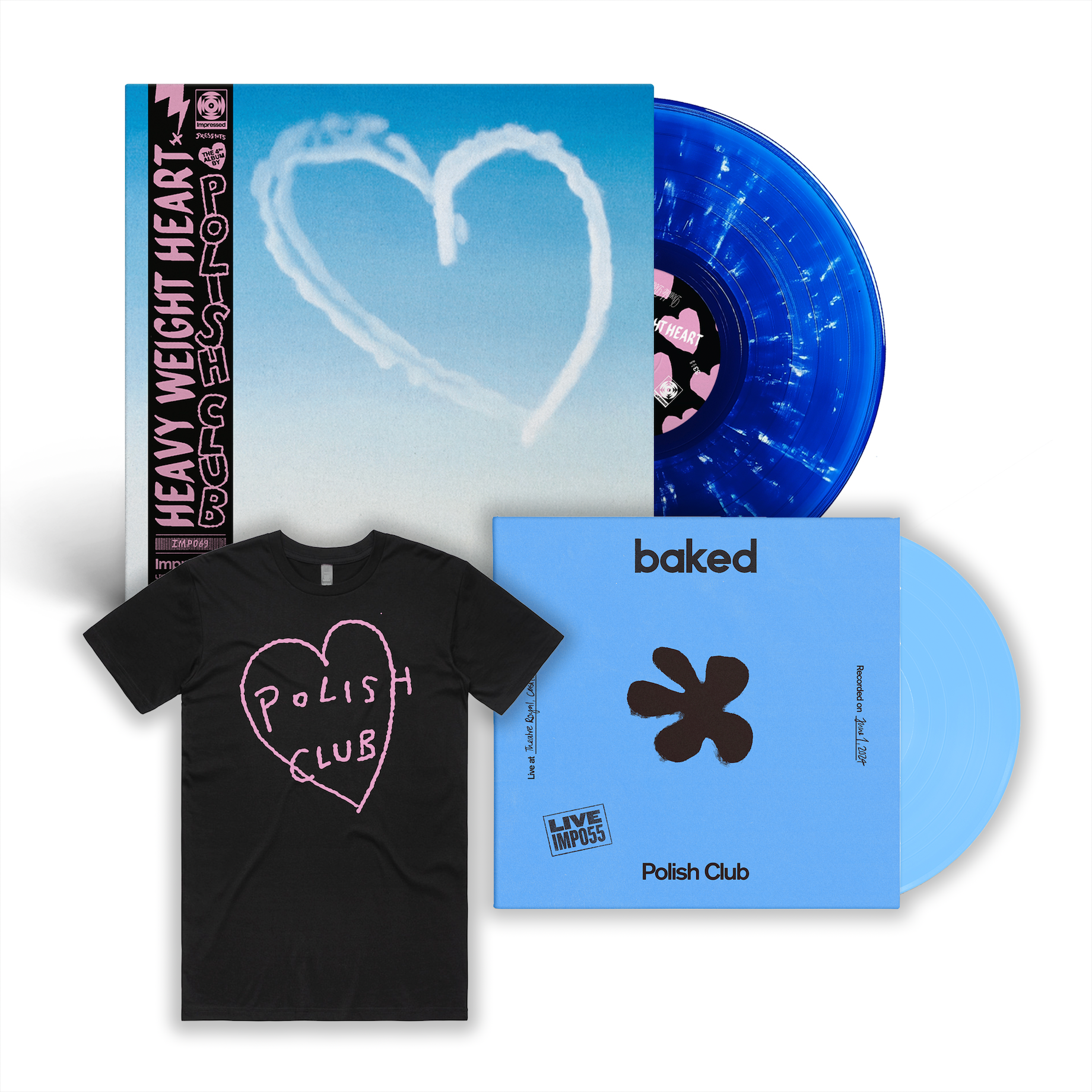 Polish Club - Heavy Weight Heart - LP, T-Shirt &amp; 7&quot; Single Deluxe Bundle